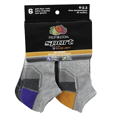 Fruit of the Loom socquettes invisibles pour garçons - 6 paires