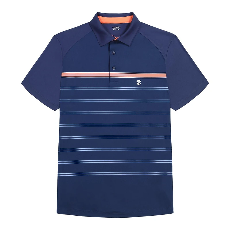 IZOD MENS SHORT SLEEVE GOLF STRIPE POLO
