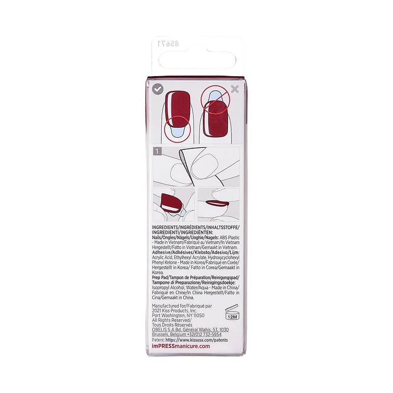 KISS ImPRESS Color - 30 faux ongles, courts Gel en minutes