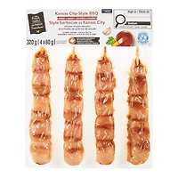 Brochettes de poitrine de poulet Style barbecue de Kansas City Mon marché fraîcheur 4 morceaux de 80 g, total de 320 g