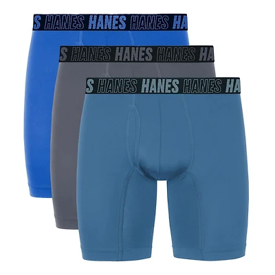 Hanes Men's Performance Tagless Moves™ Boxer Briefs, Pack of 3, Anti-Chafe Brief Underwear, Assorted, 3-Pack