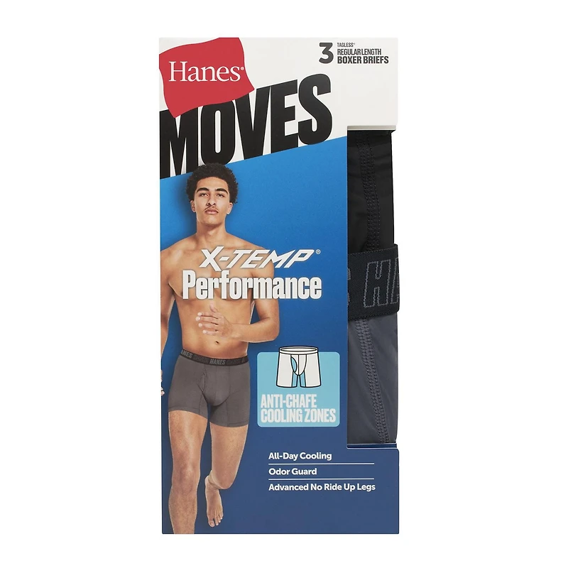 Hanes Men's Moves™ Caleçon boxeur anti-irritation, lot de 3