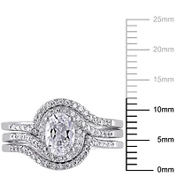 Miabella 1.88 Carat T.G.W. Cubic Zirconia Sterling Silver Bypass Bridal Set