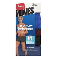 Hanes Men's Performance Tagless Moves™ Trunk Underwear, Pack of 3, Anti-Chafe Assorted, 3-Pack