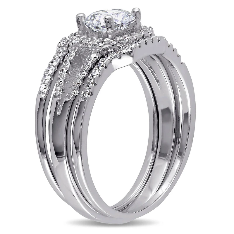Miabella 2.20 Carat T.G.W. Cubic Zirconia Sterling Silver Bridal Set