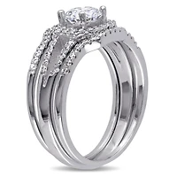 Miabella 2.20 Carat T.G.W. Cubic Zirconia Sterling Silver Bridal Set