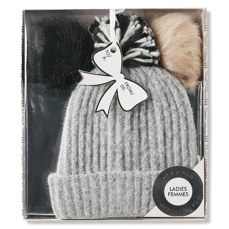 Ensemble de tuque avec trois pompons George pour femmes