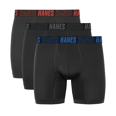 Hanes Men's Performance Tagless Moves™ Trunk Underwear, Pack of 3, Anti-Chafe Assorted, 3-Pack