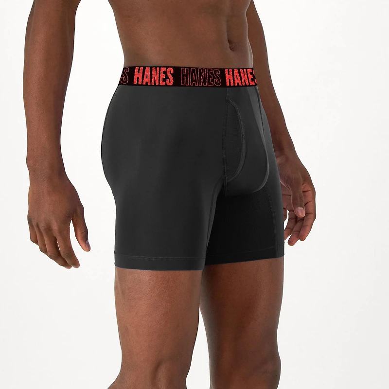 Hanes Men's Performance Tagless Moves™ Trunk Underwear, Pack of 3, Anti-Chafe Assorted, 3-Pack