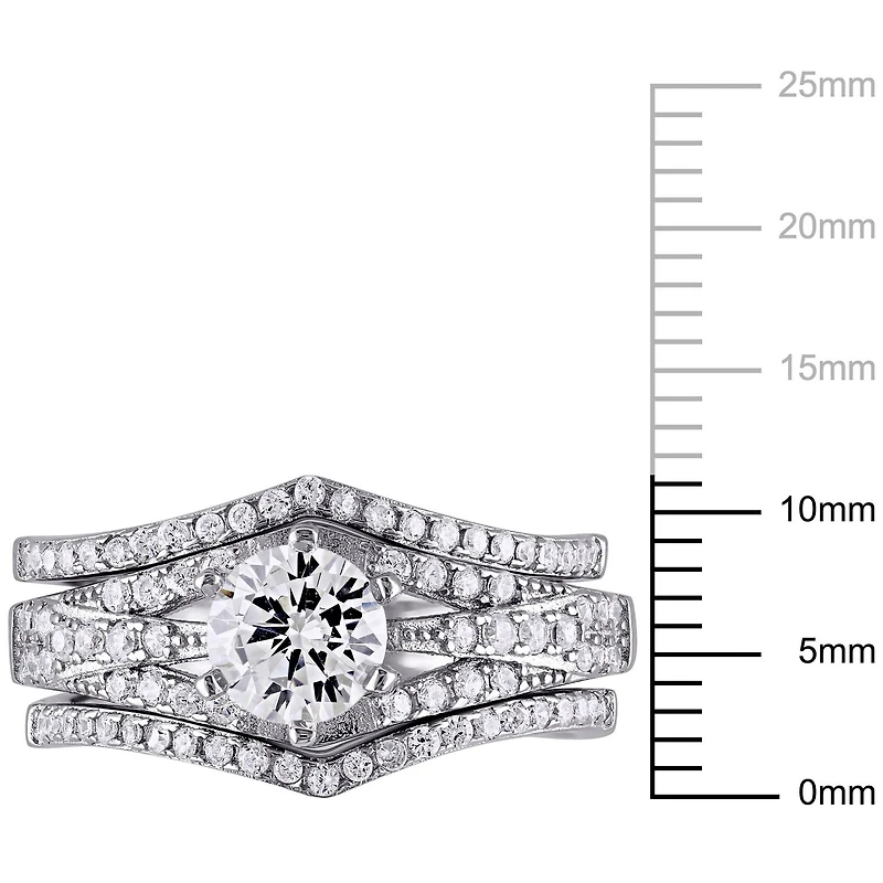 Miabella 2.33 Carat T.G.W. Cubic Zirconia Sterling Silver Bridal Set