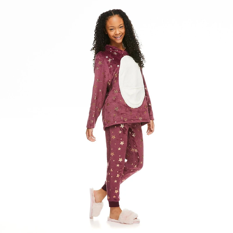 Justice Girls' Hooded Pajamas and Toy 3-Piece Set
