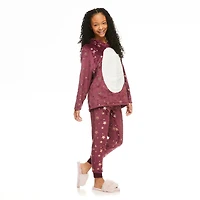 Justice Girls' Hooded Pajamas and Toy 3-Piece Set