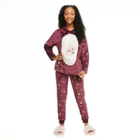 Justice Girls' Hooded Pajamas and Toy 3-Piece Set