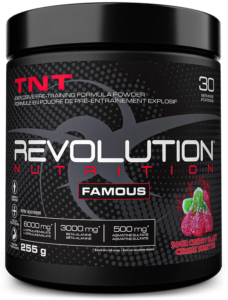 Revolution Nutrition TNT Pre-Workout Powder (Cerise sûre , 255 gr)