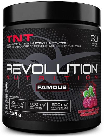 Revolution Nutrition TNT Pre-Workout Powder (Cerise sûre , 255 gr)