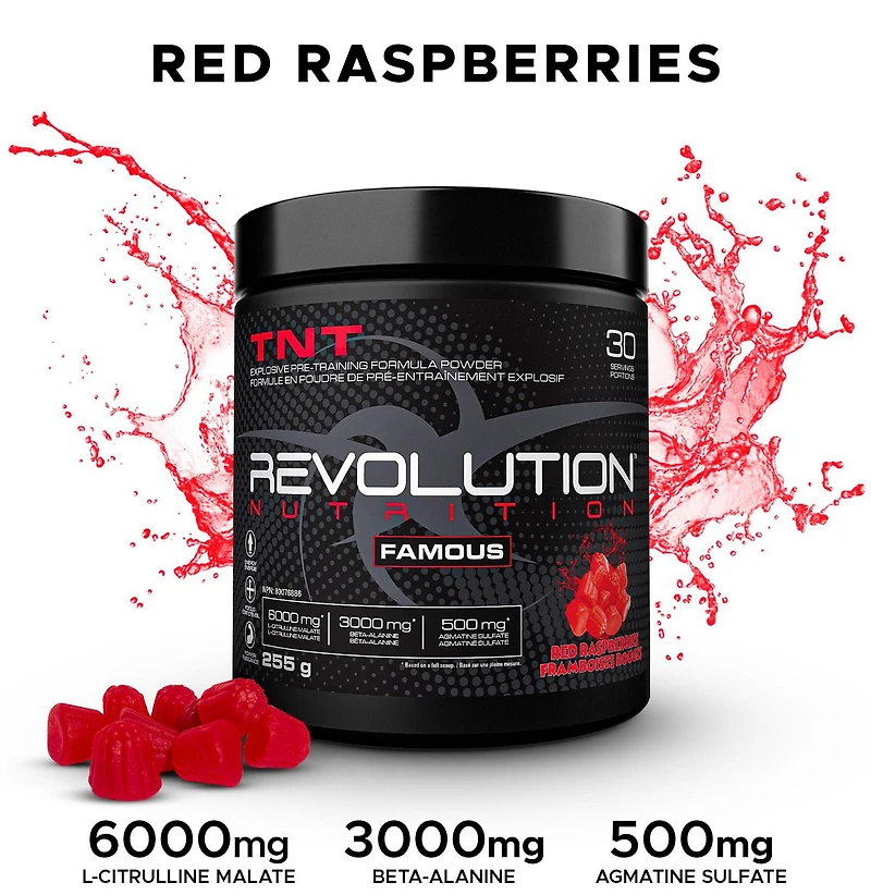 Revolution Nutrition TNT Pre-Workout Powder (Framboises rouges , 255 gr)