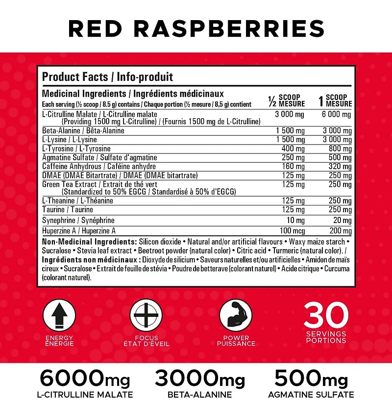 Revolution Nutrition TNT Pre-Workout Powder (Framboises rouges , 255 gr)
