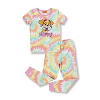 Paw Patrol 2 piece printed pyjama set for girls. Set Includes short sleeve T-Shirt and long pants