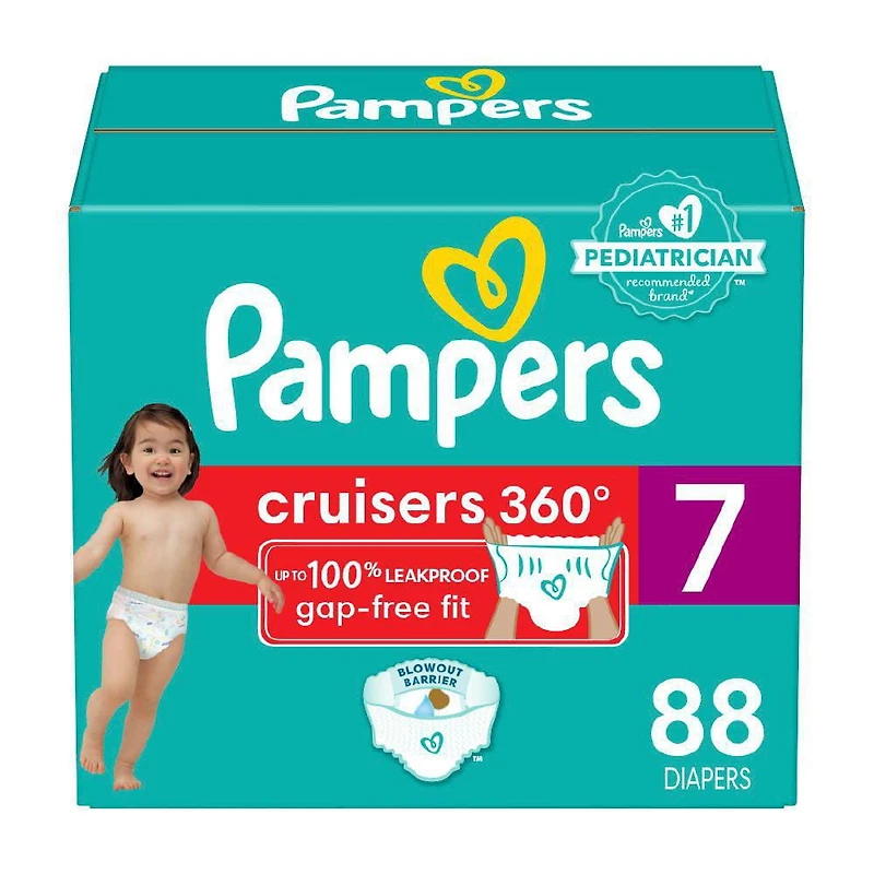 Couches à enfiler Pampers Cruisers jusqu’à 100 % sans fuites à l’épreuve des bébés, taille 7 ( et plus [41 lb et plus])