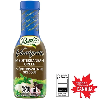 Vinaigrette Méditerranéenne Grecque Une bouteille de 350 ml Vinaigrette Méditerranéenne grecque Renée’s