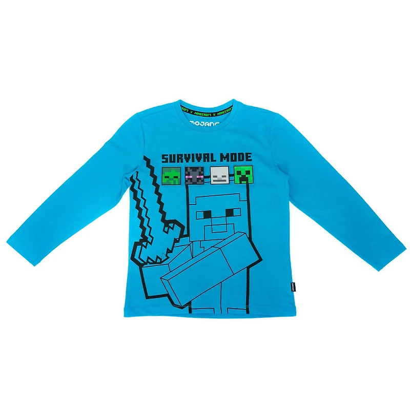 T-shirt à manches longues Minecraft Mind The Mobs pour garçon