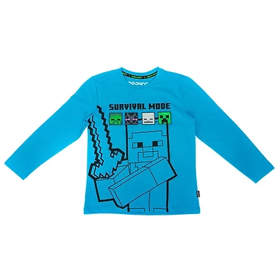 T-shirt à manches longues Minecraft Mind The Mobs pour garçon