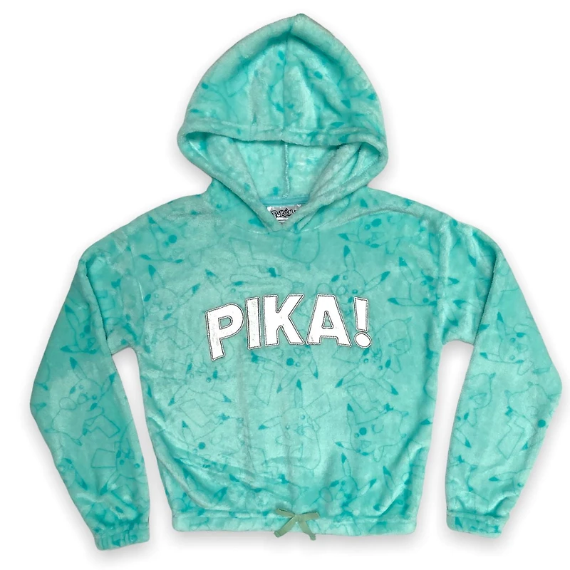 Pokemon Girls cropped plush hoodie with long sleeves