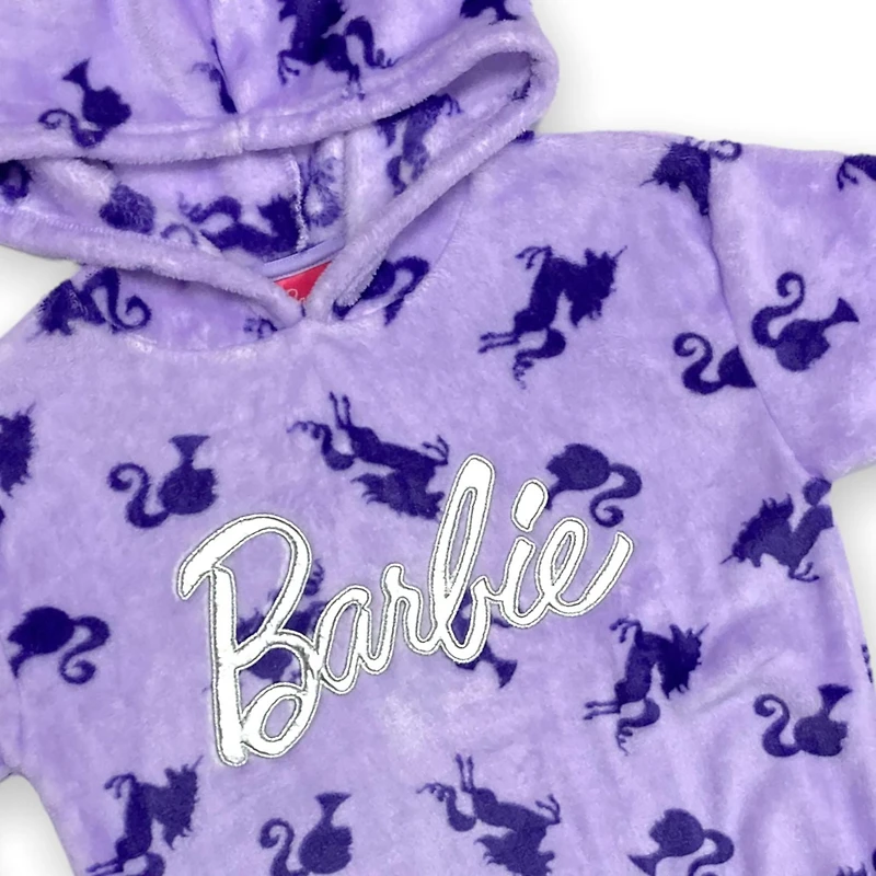 Barbie Chandail à capuchon écourté en peluche à manche longue pour fille
