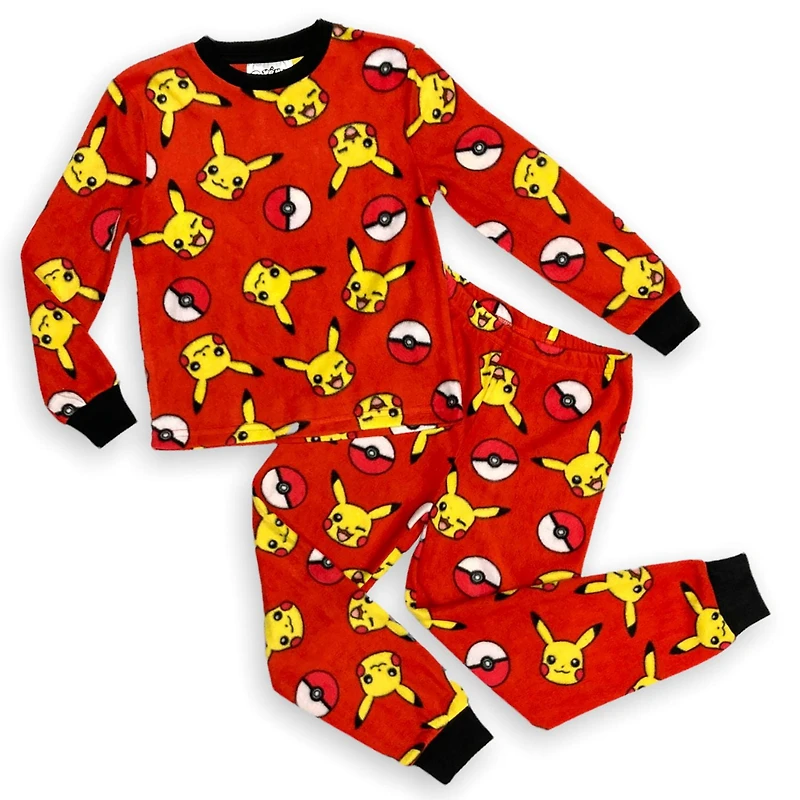 Pokemon Boy's 2-Piece Long Sleeve Pajama Set with elastic waist band