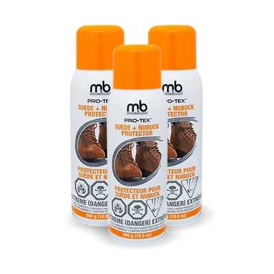 M&B Suede + Nubuck Protector 3PK - 300g / 10.5oz, protection maximale contre l'eau, la saleté et les taches