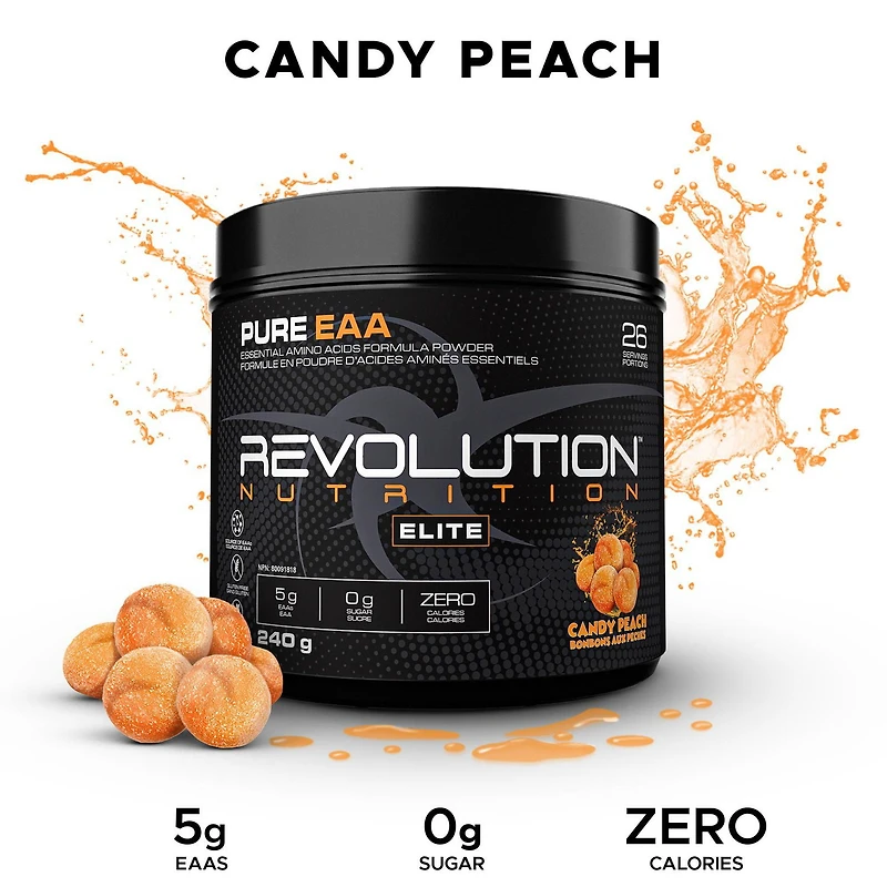 Revolution Nutrition Pure EAA Candy Peach, Amino acid formula enhanced with electrolytes