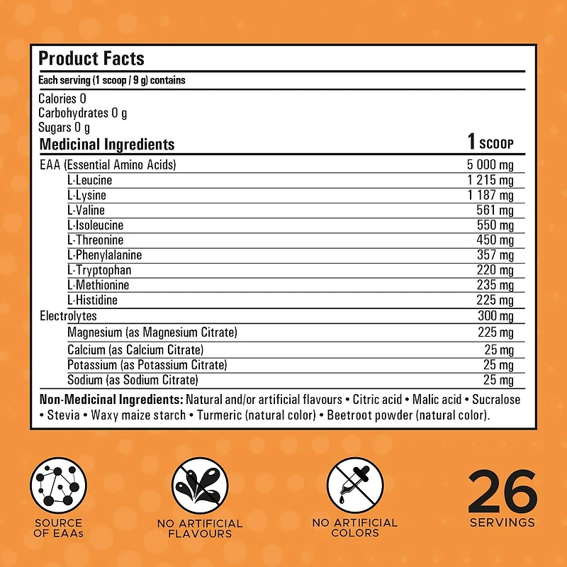 Revolution Nutrition Pure EAA Candy Peach, Amino acid formula enhanced with electrolytes