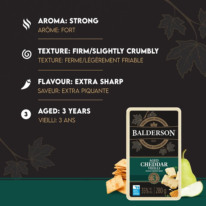 Balderson Fromage cheddar vieilli 3 ans 280g