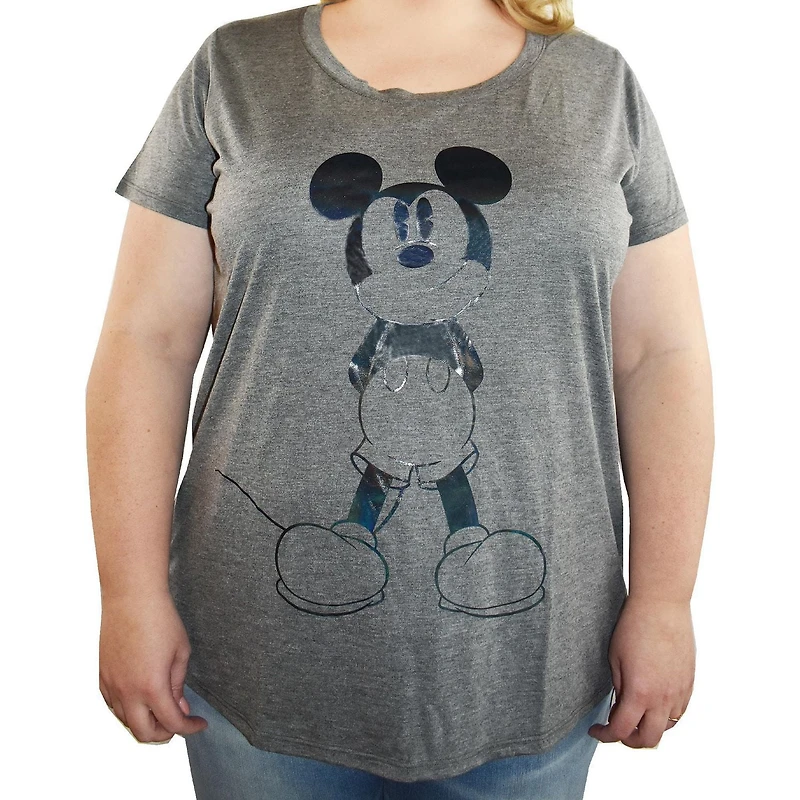 T-shirt échancré Disney Mickey Hands Behind pour femme
