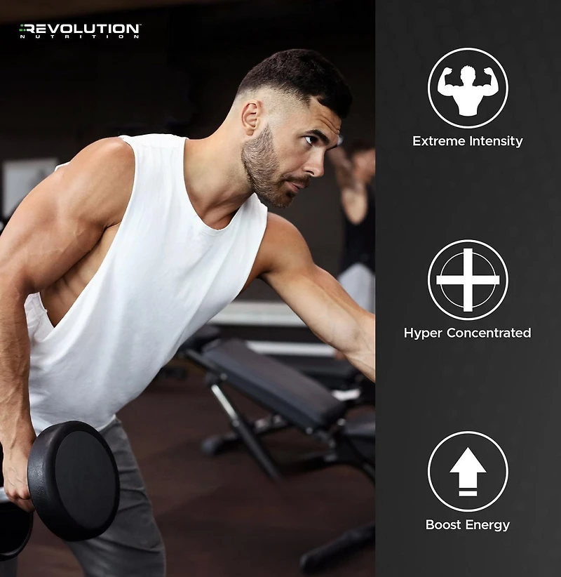 Revolution Nutrition, TNT, Poudre Pré-Workout, Citrulline Malate 2:1, Pompes et Force, Hyper Concentré, Intensité Extrême, Bêta-Alanine, Caféine, Sulfate d’Agmatine, Pour Hommes et Femmes, 255 g