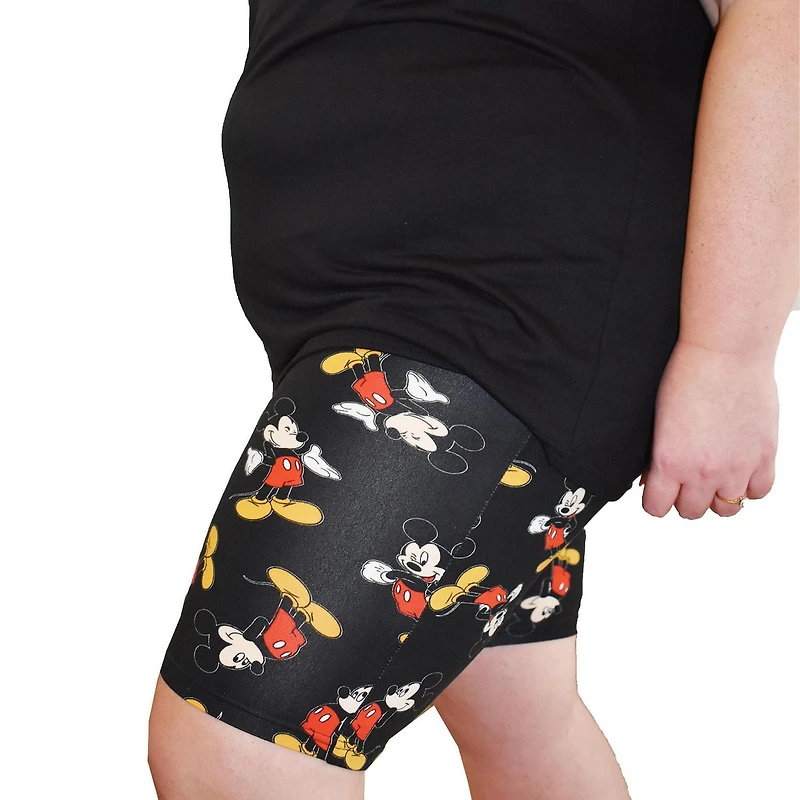 Ladies Plus Disney Mickey Stand Toss Biker Shorts