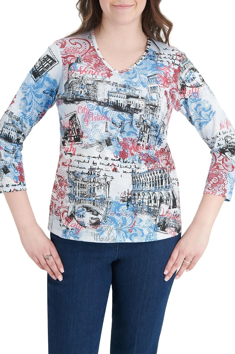 Alia Women's 3/4 Sleeve Crew Neck Top