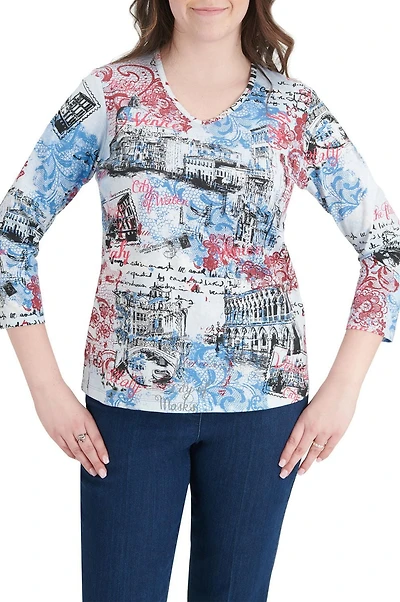 Alia Women's 3/4 Sleeve Crew Neck Top