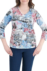 Alia Women's 3/4 Sleeve Crew Neck Top