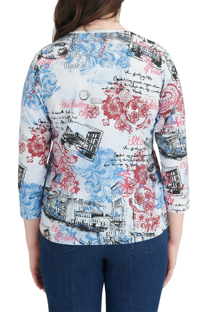 Alia Women's 3/4 Sleeve Crew Neck Top