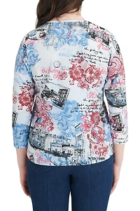 Alia Women's 3/4 Sleeve Crew Neck Top