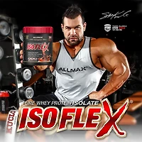 Poudre d'isolat de protéine de lactosérum ISOFLEX d'Allmax à la chocolat