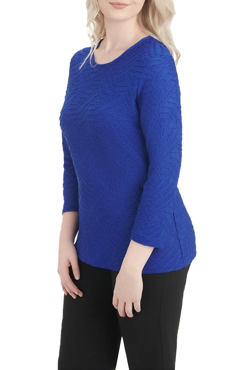 Alia Women's 3/4 Sleeve Solid Ripple Knit Top