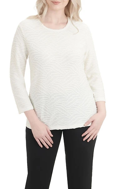 Alia Women's 3/4 Sleeve Solid Ripple Knit Top