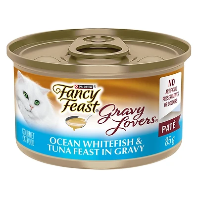 Fancy Feast Plats en Sauce Pâté Festin de Poisson Blanc et de Thon en Sauce, Nourriture Humide pour Chats 85 g 85g