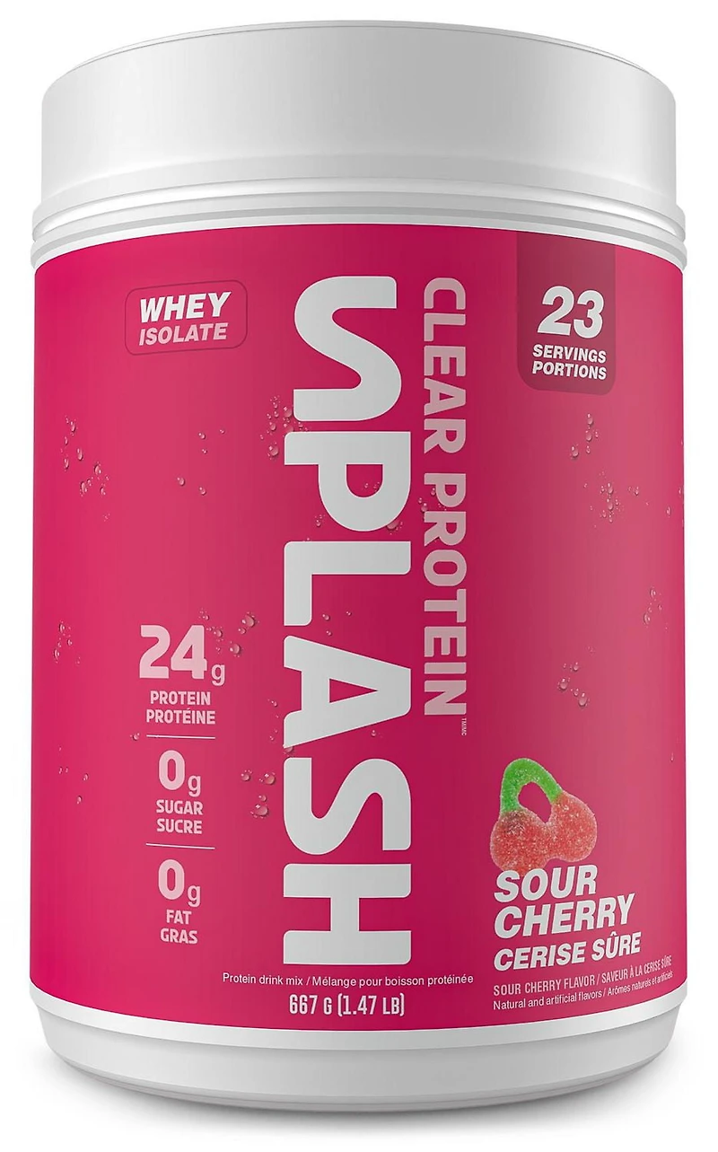 Revolution Nutrition, Splash Clear Isolate Protein, 100% Clear Whey Isolate Powder, 24g of Protein Per Scoop, Zero Sugar, Zero Carb, Candy Flavour, Collagen, 667g, Sour Cherry (23 Servings)
