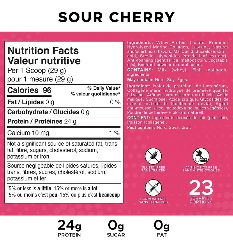 Revolution Nutrition, Splash Clear Isolate Protein, 100% Clear Whey Isolate Powder, 24g of Protein Per Scoop, Zero Sugar, Zero Carb, Candy Flavour, Collagen, 667g, Sour Cherry (23 Servings)