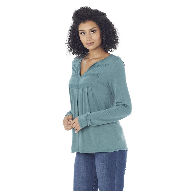 IVY Women's Long Sleeve Top w/ Lace Details