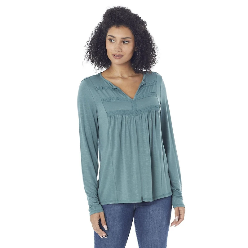IVY Women's Long Sleeve Top w/ Lace Details
