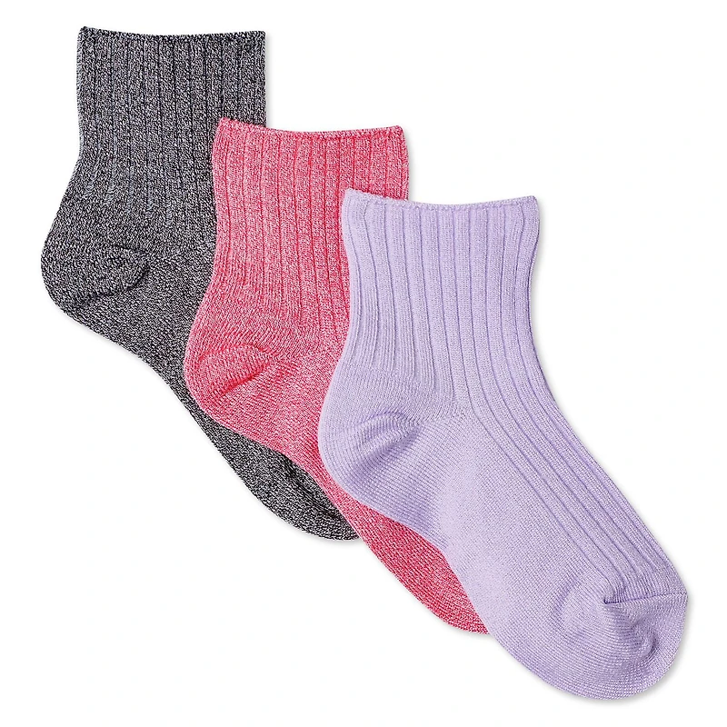 George Girls' Soft Anklet 3-Pack, Sizes 10-13 and 13-4